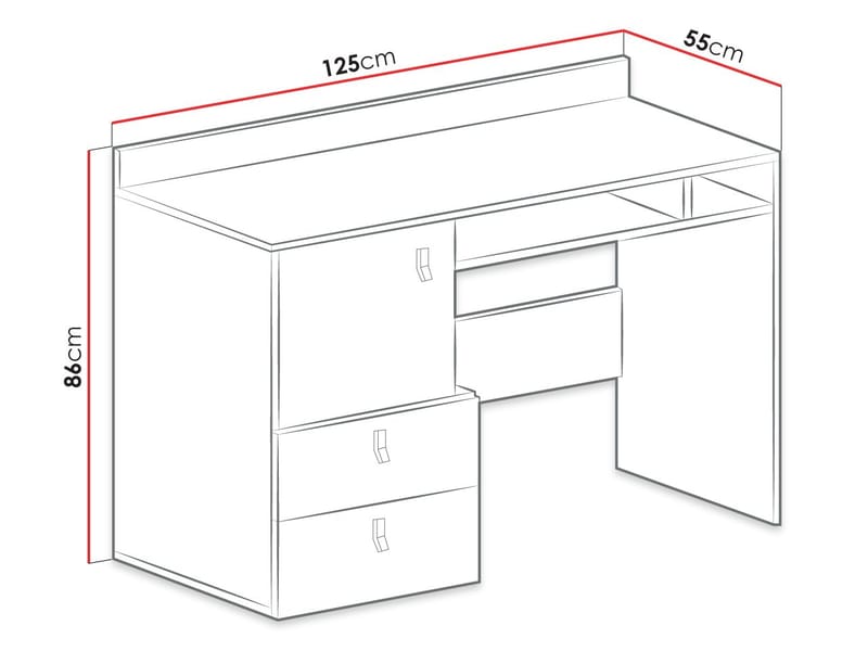 Planeta Skrivbord med Förvaring och Lådor 125 cm i Trä - Blå|Vit - Möbler - Hemmakontor - Skrivbord