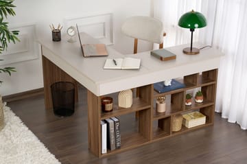 Regar Skrivbord 130x72x120 cm - Cashmere och Walnut - Möbler - Hemmakontor - Skrivbord