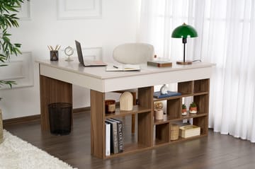 Regar Skrivbord 130x72x120 cm - Cashmere och Walnut - Möbler - Hemmakontor - Skrivbord