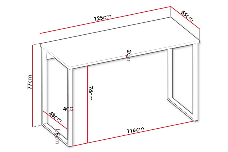Sigmana Skrivbord 125x55 cm - Ljusgrå - Möbler - Hemmakontor - Skrivbord