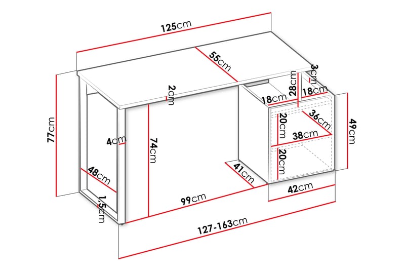 Sigmana Skrivbord 125x55 cm - Ljusgrå/Brun - Möbler - Hemmakontor - Skrivbord