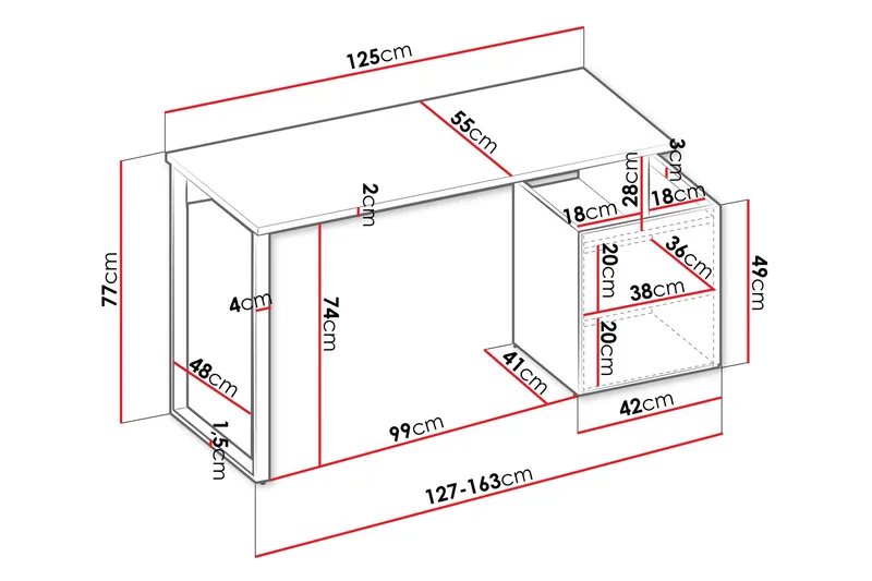 Sigmana Skrivbord 125x55 cm - Ljusgrå/Brun - Möbler - Hemmakontor - Skrivbord