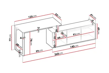 Sigmana Skrivbord 260x55 cm - Ljusgrå/Brun - Möbler - Hemmakontor - Skrivbord