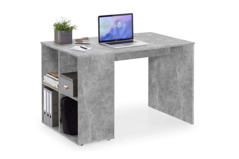 ACCALON Skrivbord 117 cm med Förvaring Hyllor Betonggrå - Skrivbord - Bord
