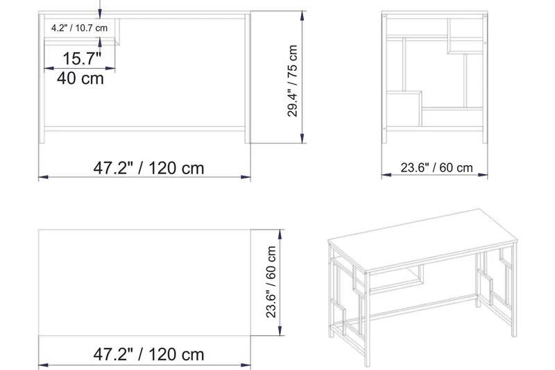 Amsberg Skrivbord 120 cm med Förvaring Hylla - Svart - Möbler - Hemmakontor - Skrivbord