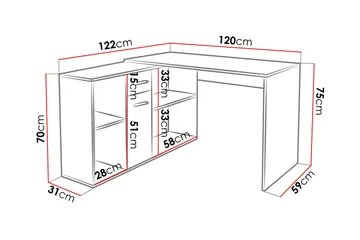 Armacao Hörnskrivbord 120 cm med Förvaring - Vit/Beige - Möbler - Hemmakontor - Skrivbord