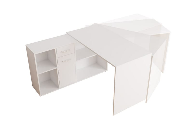 ARMINTZA Hörnskrivbord 120 cm med Förvaring Vit - Vit/Beige - Skrivbord - Bord
