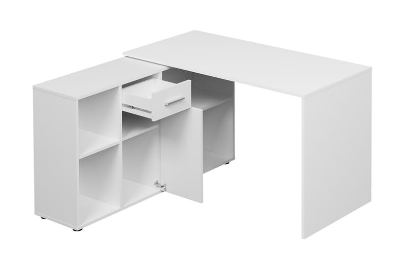 ARMINTZA Hörnskrivbord 120 cm med Förvaring Vit - Vit/Beige - Möbler - Hemmakontor - Skrivbord