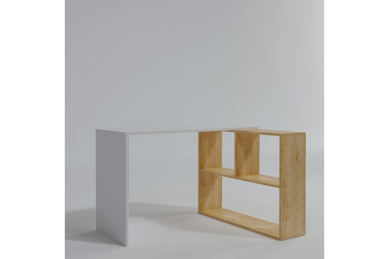 AROLSER Hörnskrivbord 120 cm med Förvaring Hyllor Natur/Vit - Skrivbord - Bord
