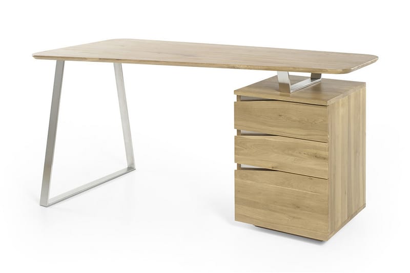ASHBY Skrivbord 150 cm med Förvaring 3 Lådor Massiv Ek - Möbler - Hemmakontor - Skrivbord