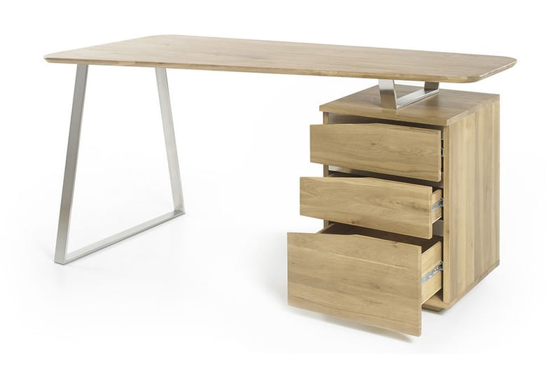 ASHBY Skrivbord 150 cm med Förvaring 3 Lådor Massiv Ek - Möbler - Hemmakontor - Skrivbord