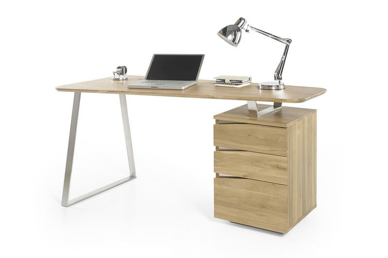 ASHBY Skrivbord 150 cm med Förvaring 3 Lådor Massiv Ek - Möbler - Hemmakontor - Skrivbord