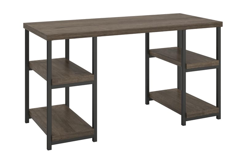 ASHLAR Skrivbord 137 cm med Förvaring 4 Hyllor Brun/Svart - Dorel Home - Möbler - Hemmakontor - Skrivbord