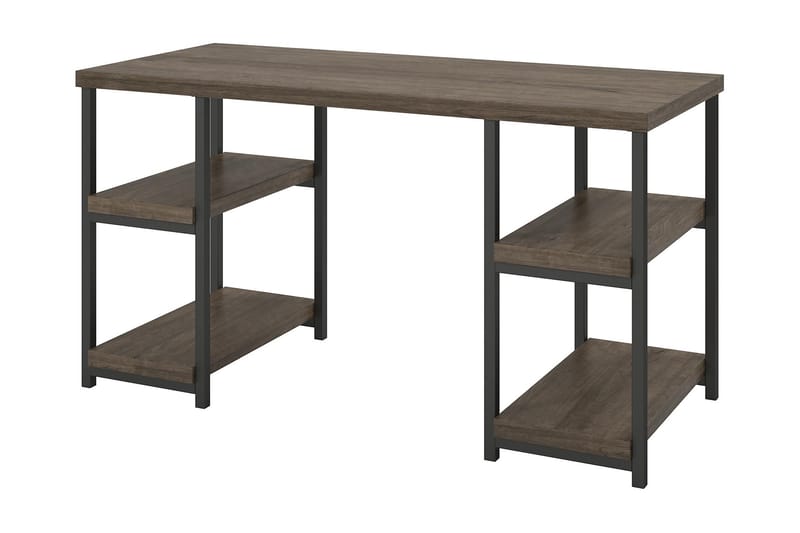 ASHLAR Skrivbord 137 cm med Förvaring 4 Hyllor Brun/Svart - Dorel Home - Möbler - Hemmakontor - Skrivbord