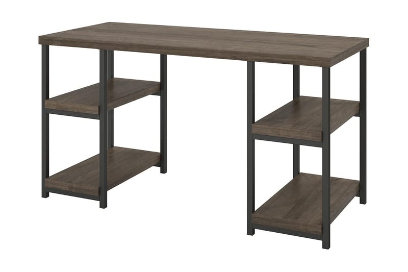 Ashlar Skrivbord 137 cm med Förvaring 4 Hyllor Brun/Svart - Dorel Home - Möbler - Hemmakontor - Skrivbord