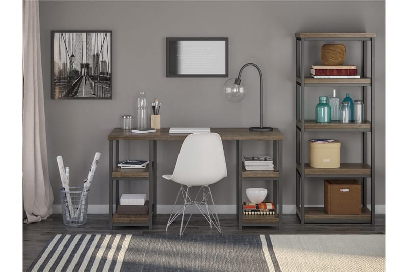 Ashlar Skrivbord 137 cm med Förvaring 4 Hyllor Brun/Svart - Dorel Home - Möbler - Hemmakontor - Skrivbord
