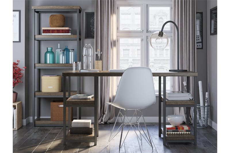 Ashlar Skrivbord 137 cm med Förvaring 4 Hyllor Brun/Svart - Dorel Home - Möbler - Hemmakontor - Skrivbord