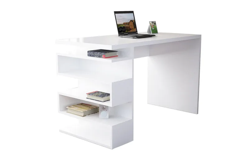 Asillane Skrivbord 120 cm med Sidoförvaring - Vit - Möbler - Hemmakontor - Skrivbord