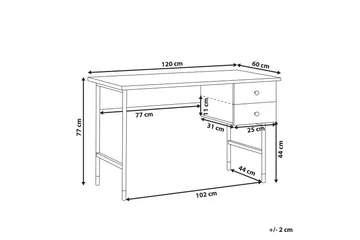 Assaria Skrivbord 120 cm med Förvaring 2 Lådor - Ljust Trä - Möbler - Hemmakontor - Skrivbord
