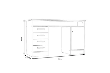 Baacwood Skrivbord 126 cm - Vit - Möbler - Hemmakontor - Skrivbord