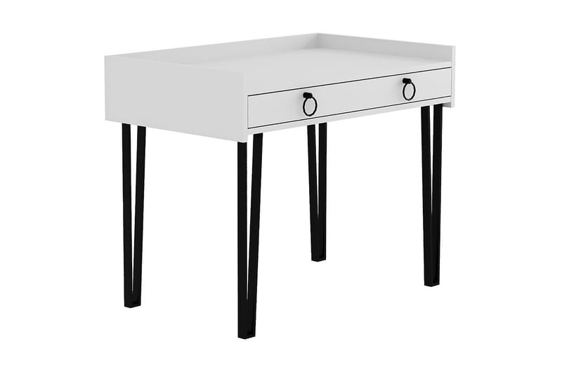 BALDERUM Skrivbord 100 cm med Förvaring Låda Vit/Svart - Skrivbord - Bord