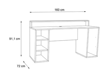 Bays Gaming Skrivbord 160 cm med Förvaring 2 Hyllor - Svart - Möbler - Hemmakontor - Skrivbord