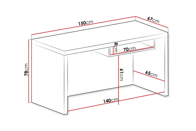 Benavila Skrivbord 150 cm - Vit - Möbler - Hemmakontor - Skrivbord