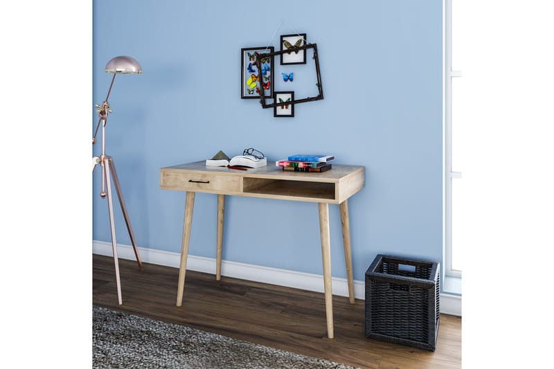 BILLERUD Skrivbord 105 cm med Förvaring Hylla + Låda Brun - Möbler - Hemmakontor - Skrivbord