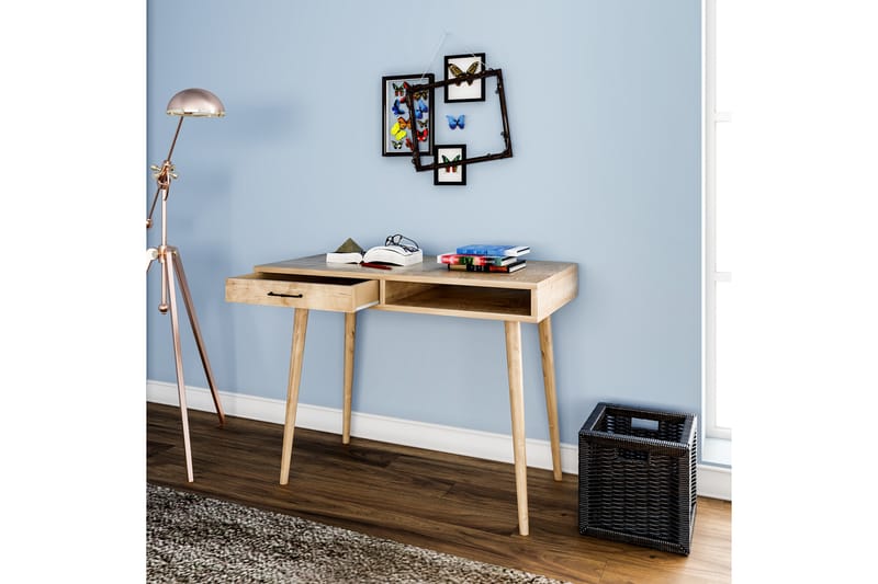BILLERUD Skrivbord 105 cm med Förvaring Hylla + Låda Brun - Möbler - Hemmakontor - Skrivbord