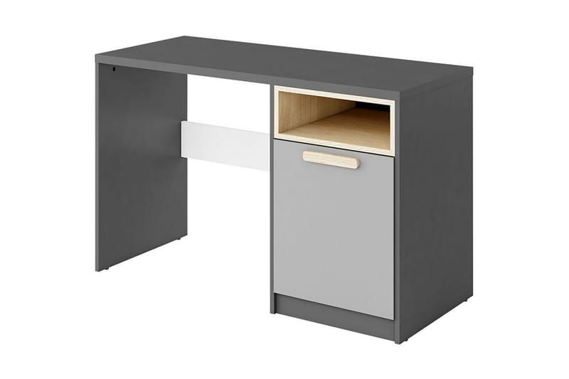 BIOLLET Skrivbord 120 cm med Förvaring Skåp + Hylla Svart/Vi - Svart/Vit/Grå - Skrivbord - Bord
