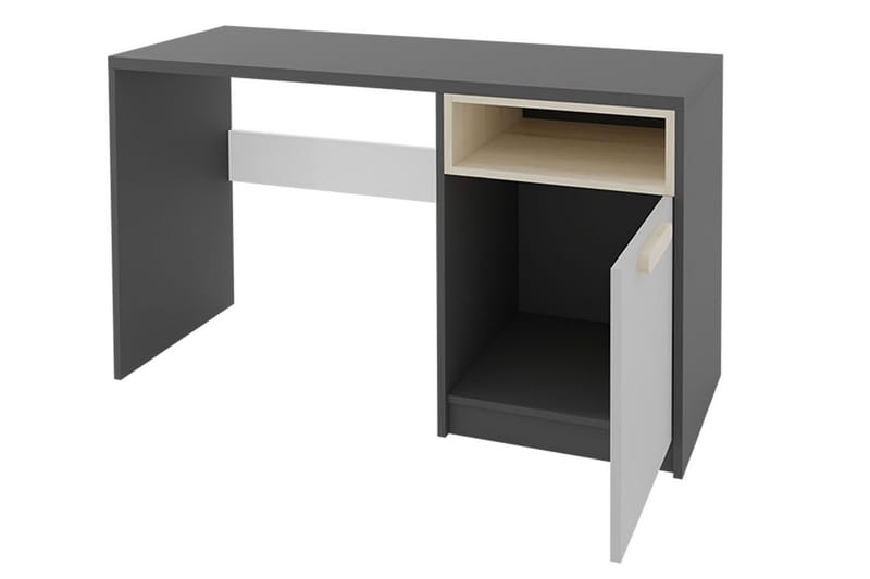 BIOLLET Skrivbord 120 cm med Förvaring Skåp + Hylla Svart/Vi - Svart/Vit/Grå - Skrivbord - Bord