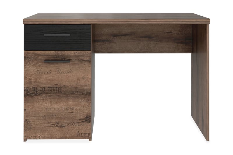 BIREN Skrivbord 110 cm med Förvaring Låda + Skåp Brun - Skrivbord - Bord
