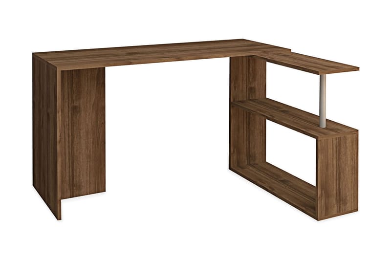 BODEHYLTAN Skrivbord 130 cm med Förvaring 2 Hyllor Brun - Brun - Möbler - Hemmakontor - Skrivbord
