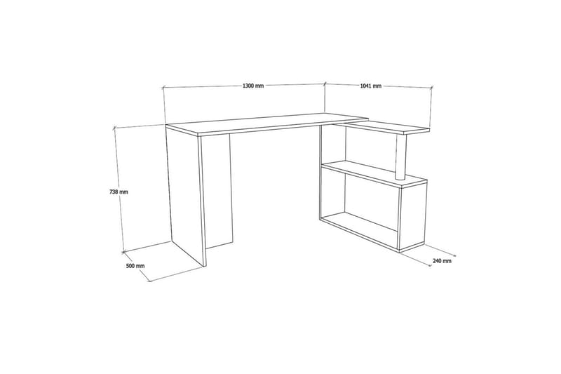 BODEHYLTAN Skrivbord 130 cm med Förvaring 2 Hyllor Brun - Brun - Möbler - Hemmakontor - Skrivbord