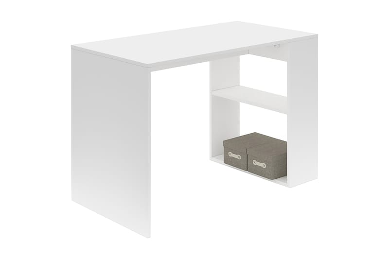 BORGANA Skrivbord 112 cm med Förvaring Hyllor Vit - Skrivbord - Bord