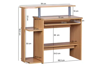 Bozanich Skrivbord 94 cm med Förvaring Hyllor - Natur - Möbler - Hemmakontor - Skrivbord