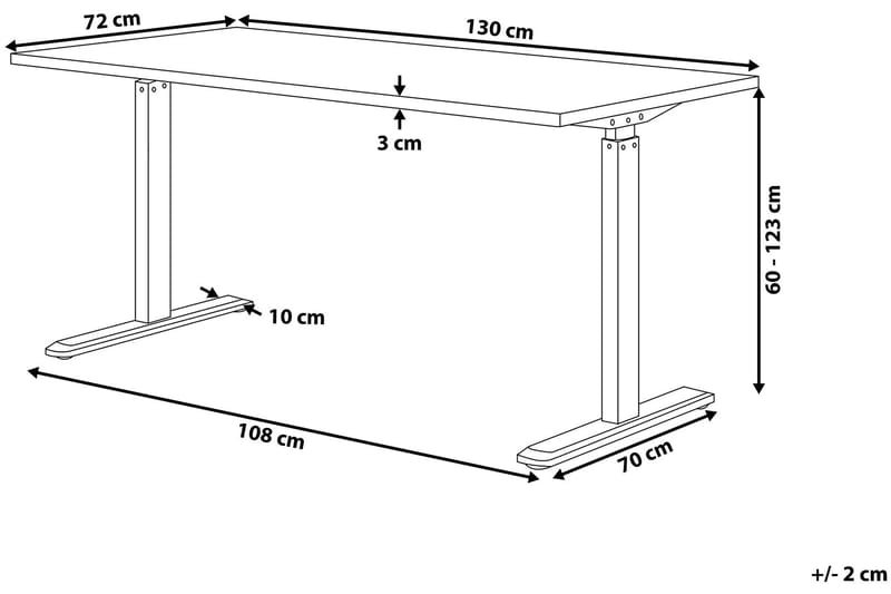 BRENTRY Skrivbord 130 cm Elektriskt Justerbart Grå/Svart - Skrivbord - Bord