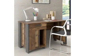 Cadle Skrivbord 127 cm med Förvaring Låda + Skåp - Brun/Grå - Möbler - Hemmakontor - Skrivbord