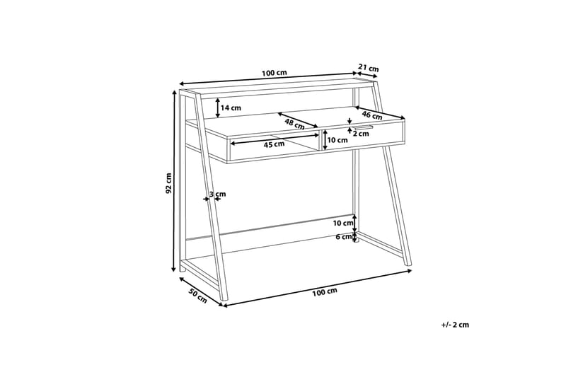 CALCE Skrivbord 100 cm m Förvaring Låda+Hylla Ljusbrun/Vit/S - Skrivbord - Bord