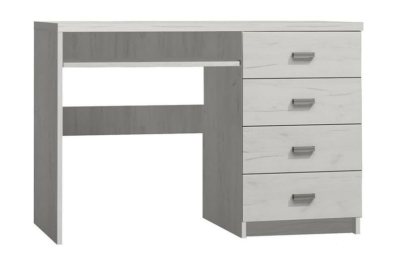 CAMBY Skrivbord 120 cm med Förvaring 4 Lådor + Hylla Vit - Vit - Möbler - Hemmakontor - Skrivbord
