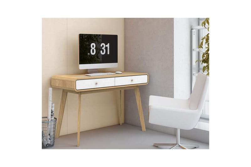 Skrivbord Cassie Ek/Vit - Ek/Vit - Möbler - Hemmakontor - Skrivbord