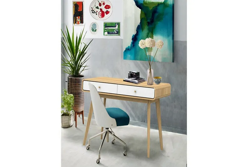 Skrivbord Cassie Ek/Vit - Ek/Vit - Möbler - Hemmakontor - Skrivbord