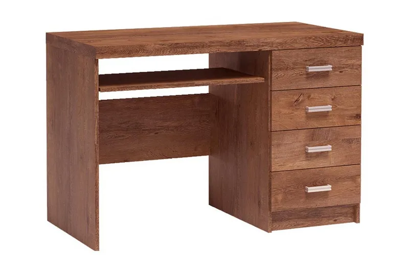 Castillia Skrivbord 120 cm med Förvaring 4 Lådor + Hylla - Ljus Ask - Möbler - Hemmakontor - Skrivbord
