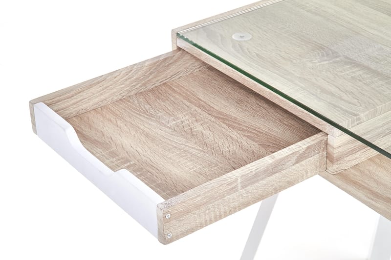 CATALDO Skrivbord 120 cm med Förvaring 2 Lådor Ekfärg/Vit - Skrivbord - Bord