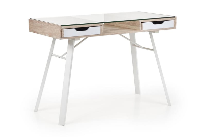 CATALDO Skrivbord 120 cm med Förvaring 2 Lådor Ekfärg/Vit - Skrivbord - Bord