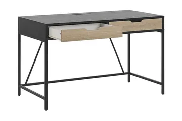 Cebolleros Skrivbord 120 cm med Förvaring 2 Lådor - Svart/Ljust Trä - Möbler - Hemmakontor - Skrivbord