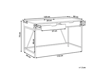 Cebolleros Skrivbord 120 cm med Förvaring 2 Lådor - Svart/Ljust Trä - Möbler - Hemmakontor - Skrivbord