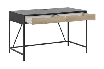 Cebolleros Skrivbord 120 cm med Förvaring 2 Lådor - Svart/Ljust Trä - Möbler - Hemmakontor - Skrivbord