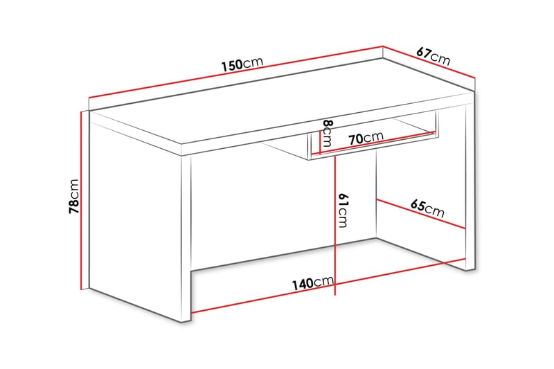 CHELES Skrivbord 150 cm Ekfärg/Brun - Brun - Möbler - Hemmakontor - Skrivbord