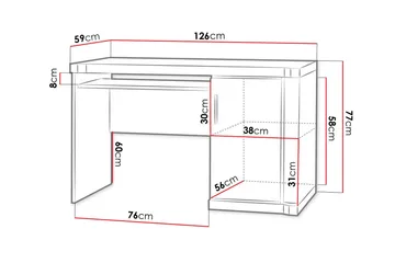 Chezum Skrivbord 126 cm med Förvaring Skåp - Tryffel/Grå - Möbler - Hemmakontor - Skrivbord